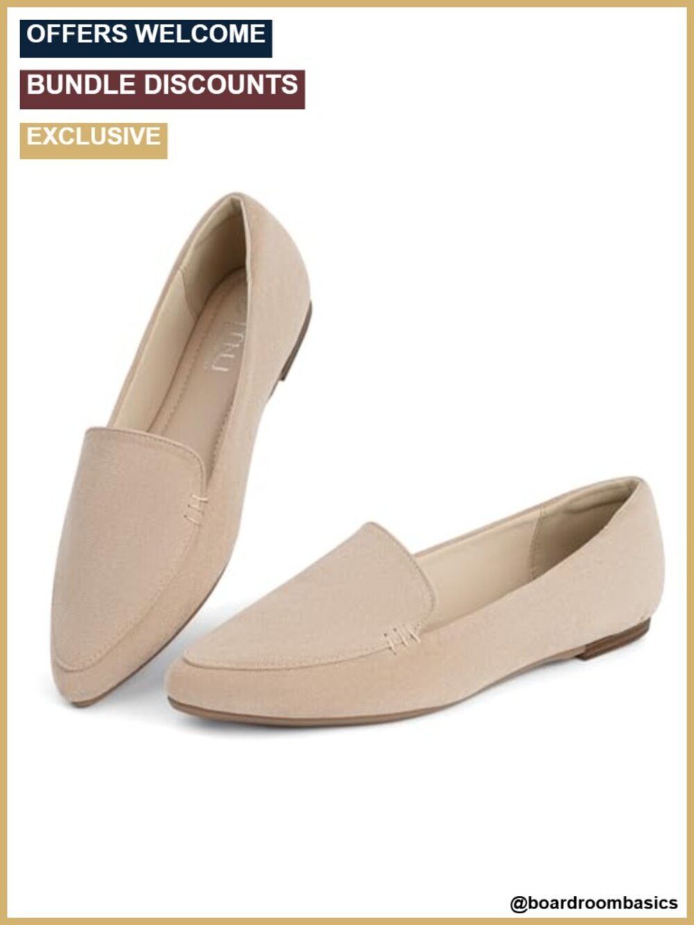 Women's Pointed Toe Flats, Comfortable Slip On Loafers with Arch Support,